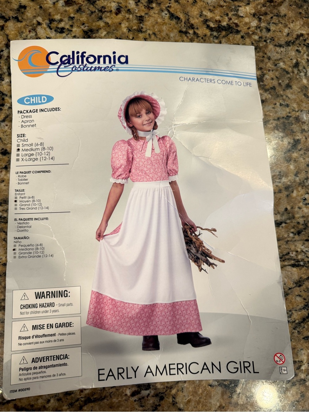 California Costumes Early American prairie Girl Child Costume Pink/White medium